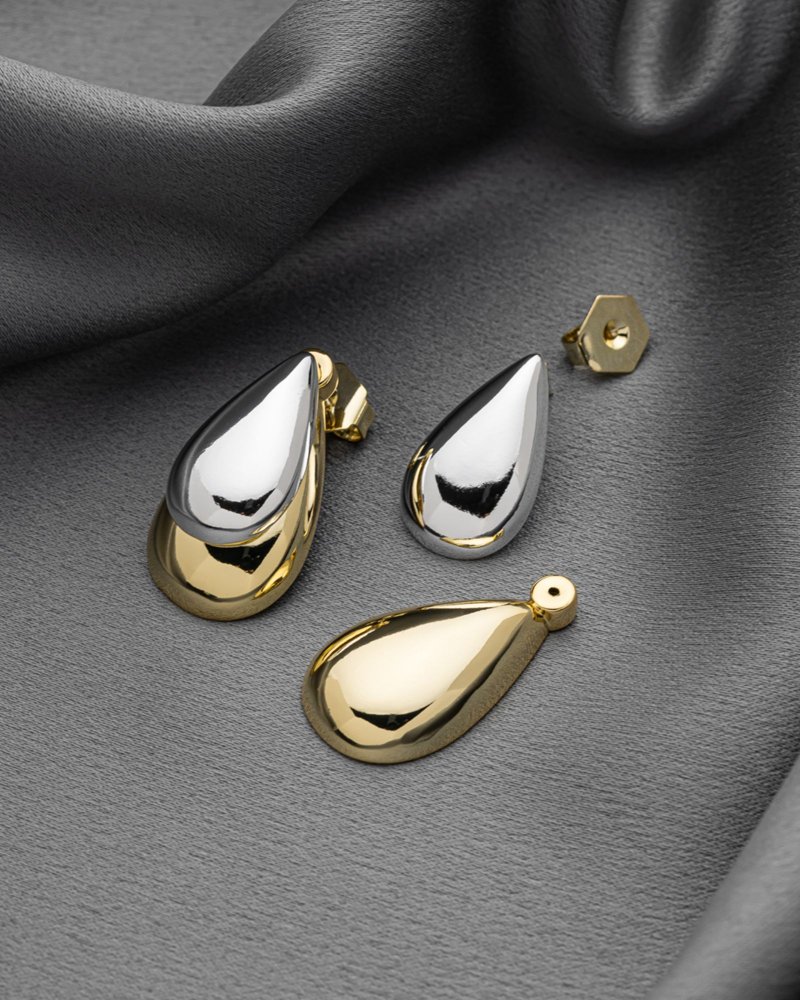 Brinco Gotas Bold Silver Gold Folheado a Ouro 18K, foto 1