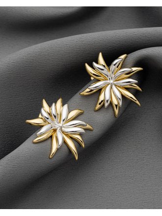 Brinco Flor Max Silver Gold Folheado a Ouro 18K