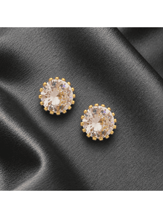 Brinco Ponto Luz 6Mm Várias Garras Folheado A Ouro 18K