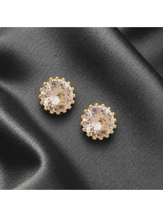 Brinco Ponto Luz 6Mm Várias Garras Folheado A Ouro 18K