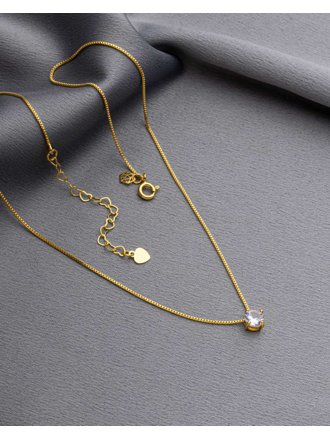 Colar Ponto de Luz Corrente Veneziana 45cm Folheado a Ouro 18K