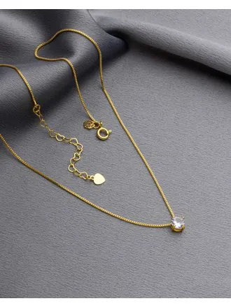 Colar Ponto de Luz Corrente Veneziana 45cm Folheado a Ouro 18K