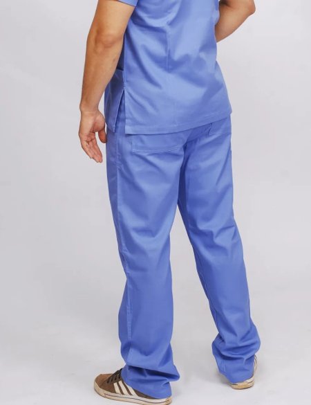 Calça Pijama Cirúrgico Masculino Basic Algodão Azul Claro