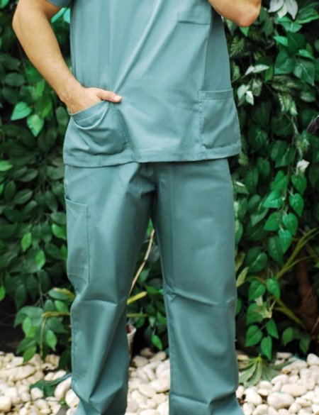 Calça Pijama Cirúrgico Masculino Basic Algodão Verde Musgo