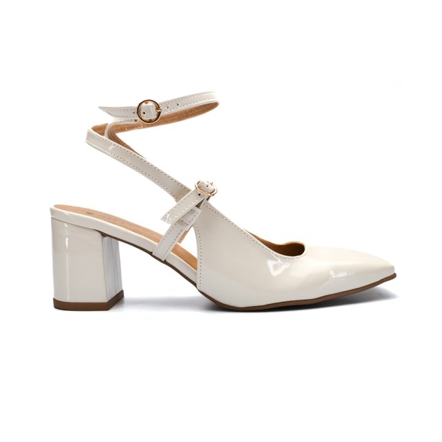 Scarpin Slingback bico quadrado e salto bloco