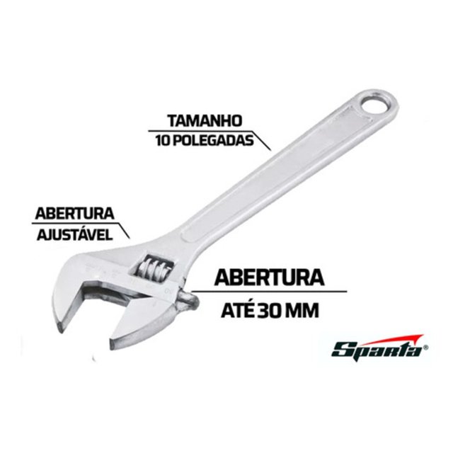 Chave Inglesa Ajustável Cromada 250mm 10 Pol. SPARTA-1553055