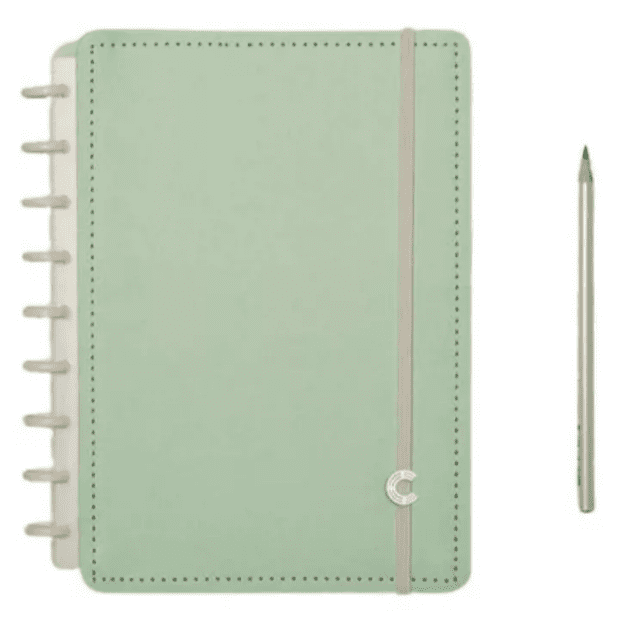 Kit Material Escolar C/ Caderno Inteligente Verde Pastel- Caderno  inteligente