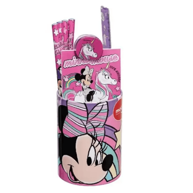 Kit Escolar Minnie Mouse Desk Set C/10 Itens Molin | Papelaria Lua Linda