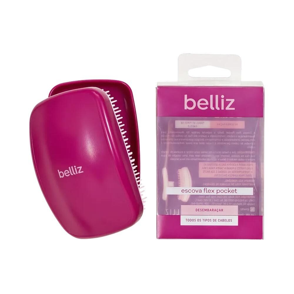 Escova Cabelo Belliz Flex Pocket Cassis Cód.486 | Grazi Oliver Shop