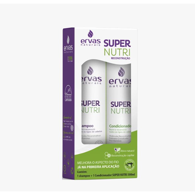 Kit Capilar Ervas Naturais Super Nutri Reconstrução Contém Shampoo 300ml + Condicionador 300ml