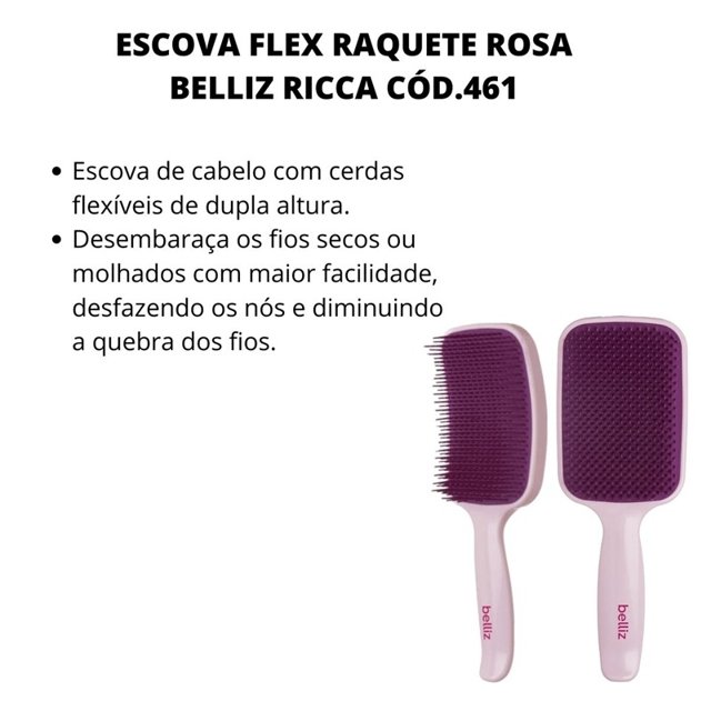 Escova Raquete Belliz Flex Hair