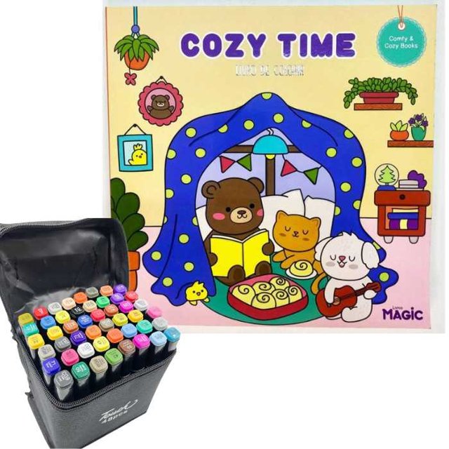 美品 リーフパーク125DT＋リスDC 4点セット Kit Livro de Colorir Cozy Vibes + Canetinhas 24 Cores BRW