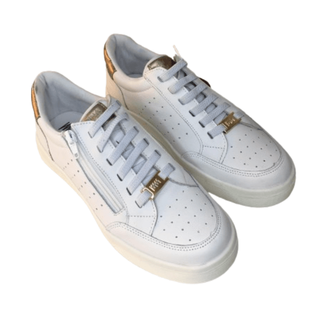 Tênis Branco Cadarço Adaptável e Zíper Couro Marina Mello