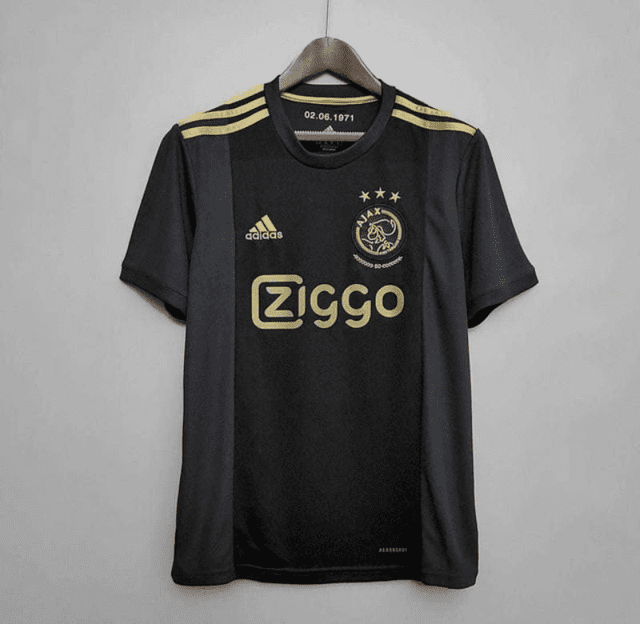 Camisa Ajax Preto dourado 2021 EN9581 WF GRIFES E SURF