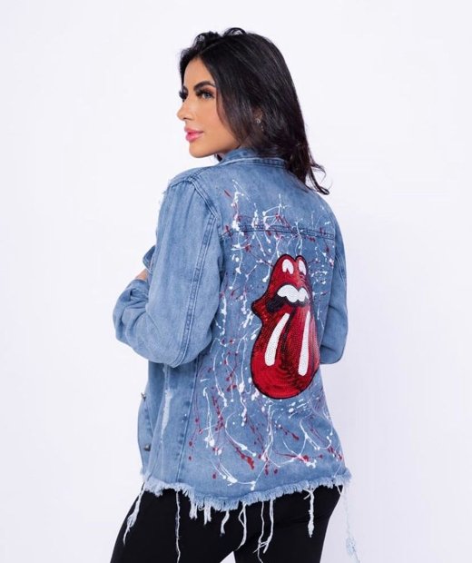 Jaqueta jeans feminina vermelha 2025
