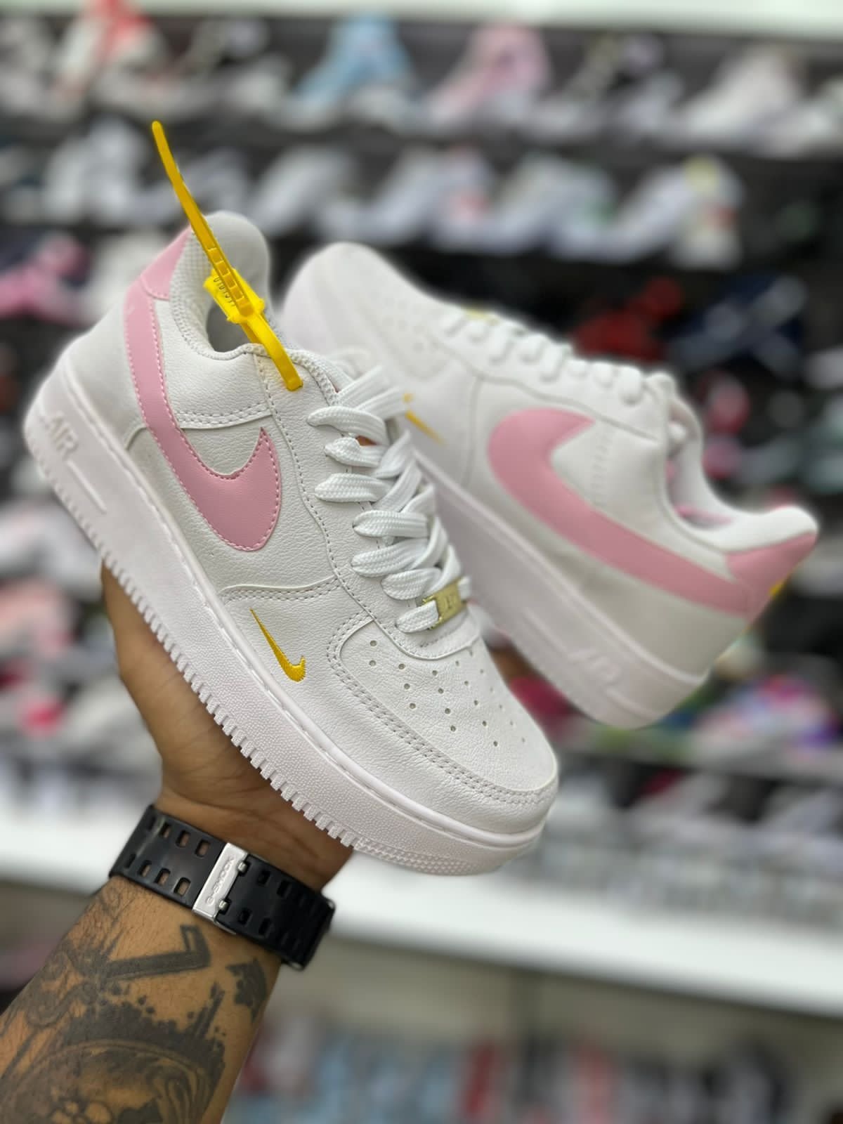 Nike air force 1 with 2024 yellow swoosh