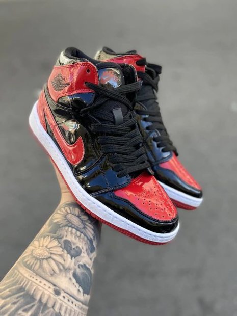 Tênis Nike Air Jordan 1 High GS Patent Bred Verniz Importado Cod