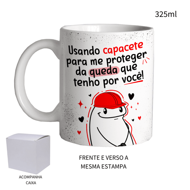 Caneca 325ml Namorados Meme Flork Cerâmina Envio Imediato