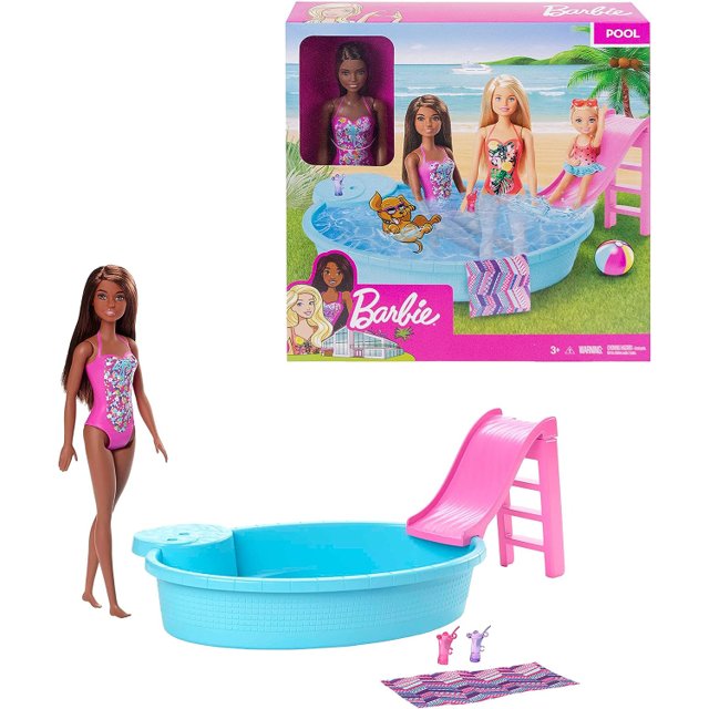 Barbie Piscina Glam com Boneca Negra GHL92 - Mattel - Happily Brinquedos