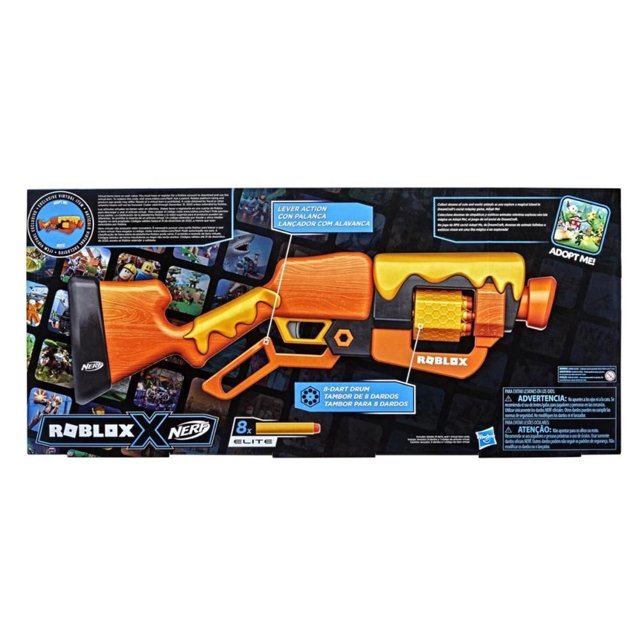 NERF Lançador de Dardos Roblox Adopt Me : BEES Blaster, com Tambor  Giratório - F2487 - Hasbro, Cor: Laranja e Amarelo : :  Brinquedos e Jogos