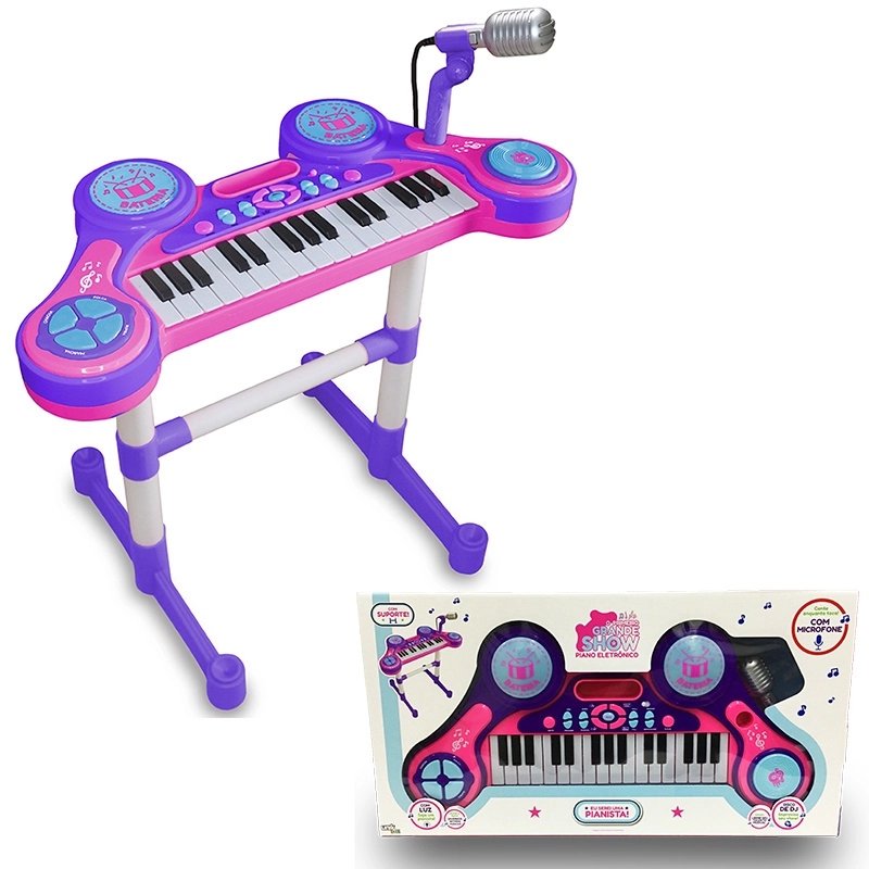 PIANO INFANTIL INSTRUMENTOS E MICROFONE KARAOKE TECLADO ELETRONICO