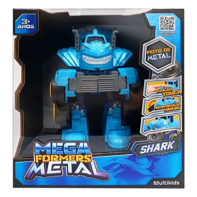 Carrinho Transformável Megaformers Metal Shark - Multikids