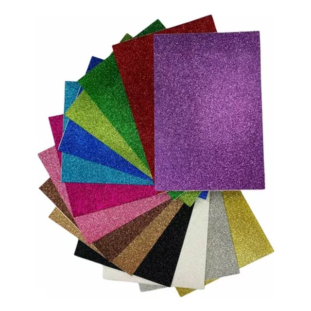 Placas De EVA com Glitter 40x60 - Kit com 50 folhas coloridas sortidas