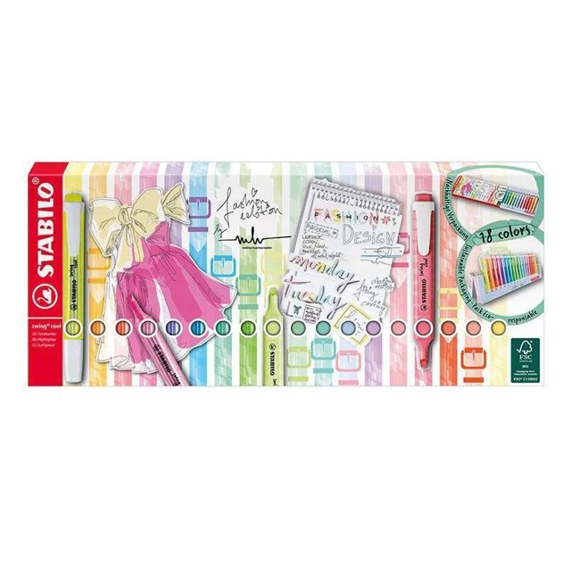 Marca Texto Swing Cool + Swing Cool Pastel com 18 cores - Stabilo