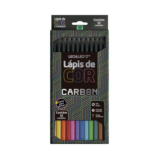Lápis De Cor Carbon 12 Cores Redondo - Leo&Leo