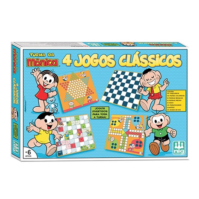 Jogo de Tabuleiro Turma da Mônica 4 Jogos Clássicos - Nig