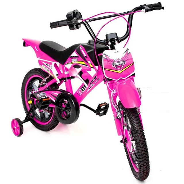 Bicicleta Aro 16 Moto Cross Rosa - Uni Toys