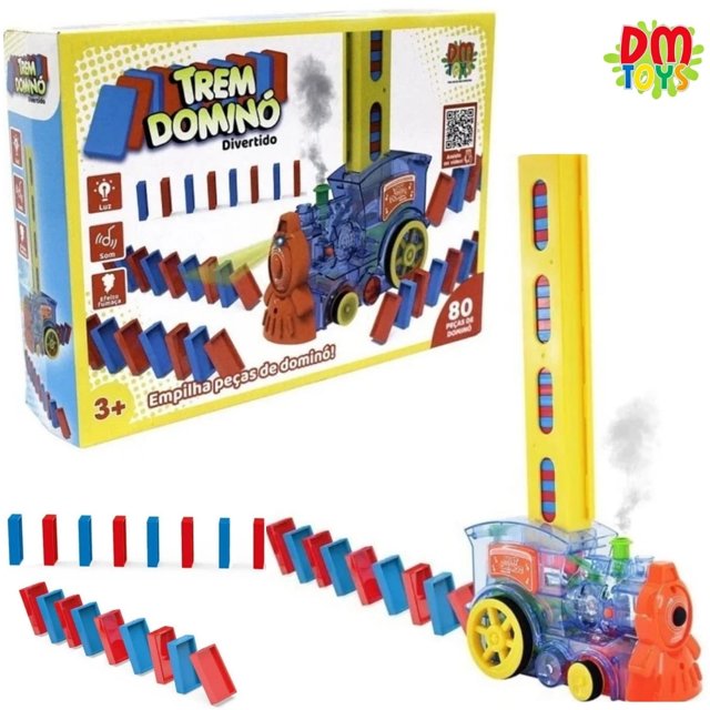 Trem Empilha Domino Divertido Som Luz Fumaça Jogo Infantil - DM Toys  Presentes - Trem de Brinquedo - Magazine Luiza
