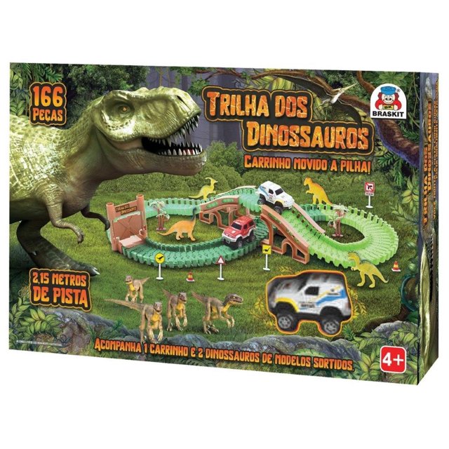 Carrinho Dinossauro Rex com 12 Dinossauros
