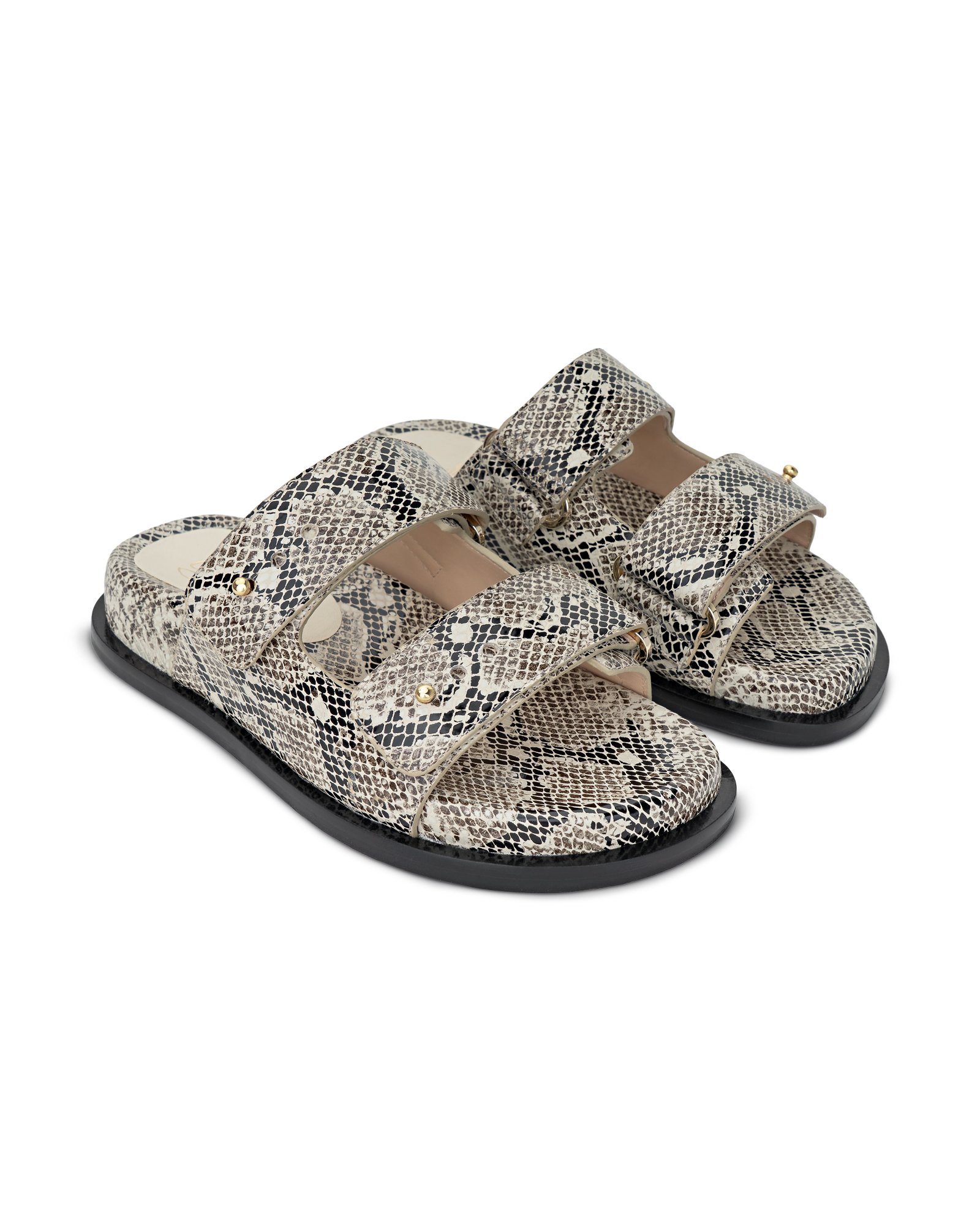 PAPETE MONI Couro Nova Snake Beige | Guilhermina Shoes