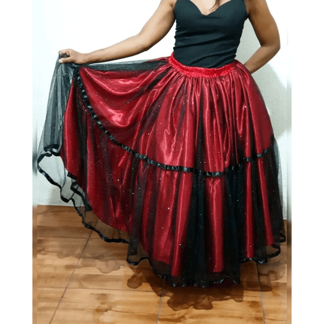 Saia Longa Saia Preta E Vermelha Pomba Gira Saia Vermelha Com