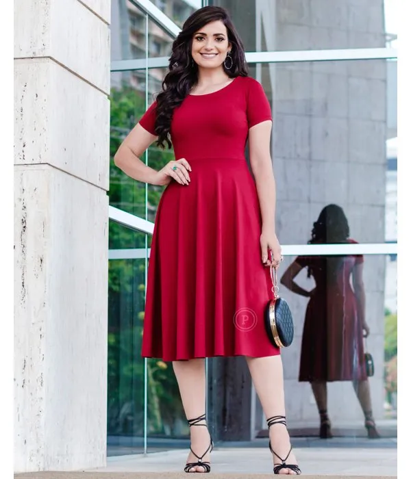 vestido gode midi vermelho