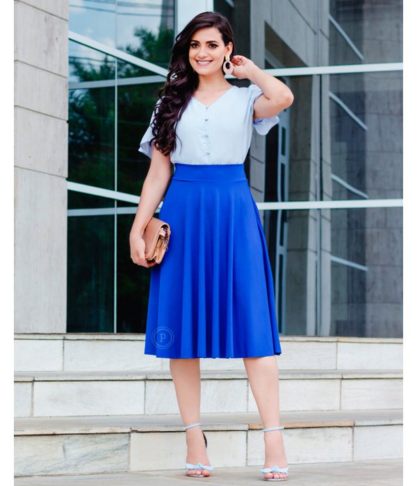 saia midi gode azul royal
