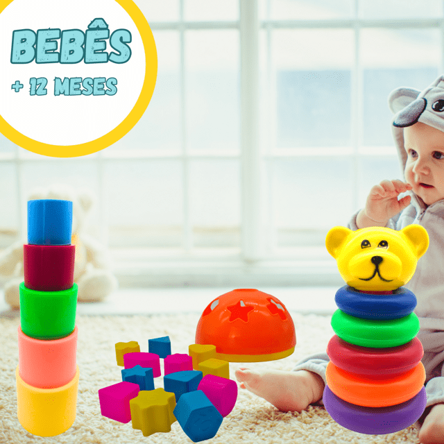 Brinquedo educativo infantil-30 pecinhas criativas de empilhar e  criar-super oferta Mês das Crianças em Promoção na Americanas