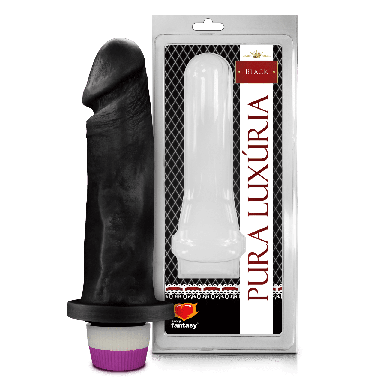 Pênis Realístico Preto com Vibrador controle multivelocidade Prótese mede  18cm X 4,5cm Pura Luxuria SEXY FANTASY PCP014 | VIBRO SIM EROTIC STORE