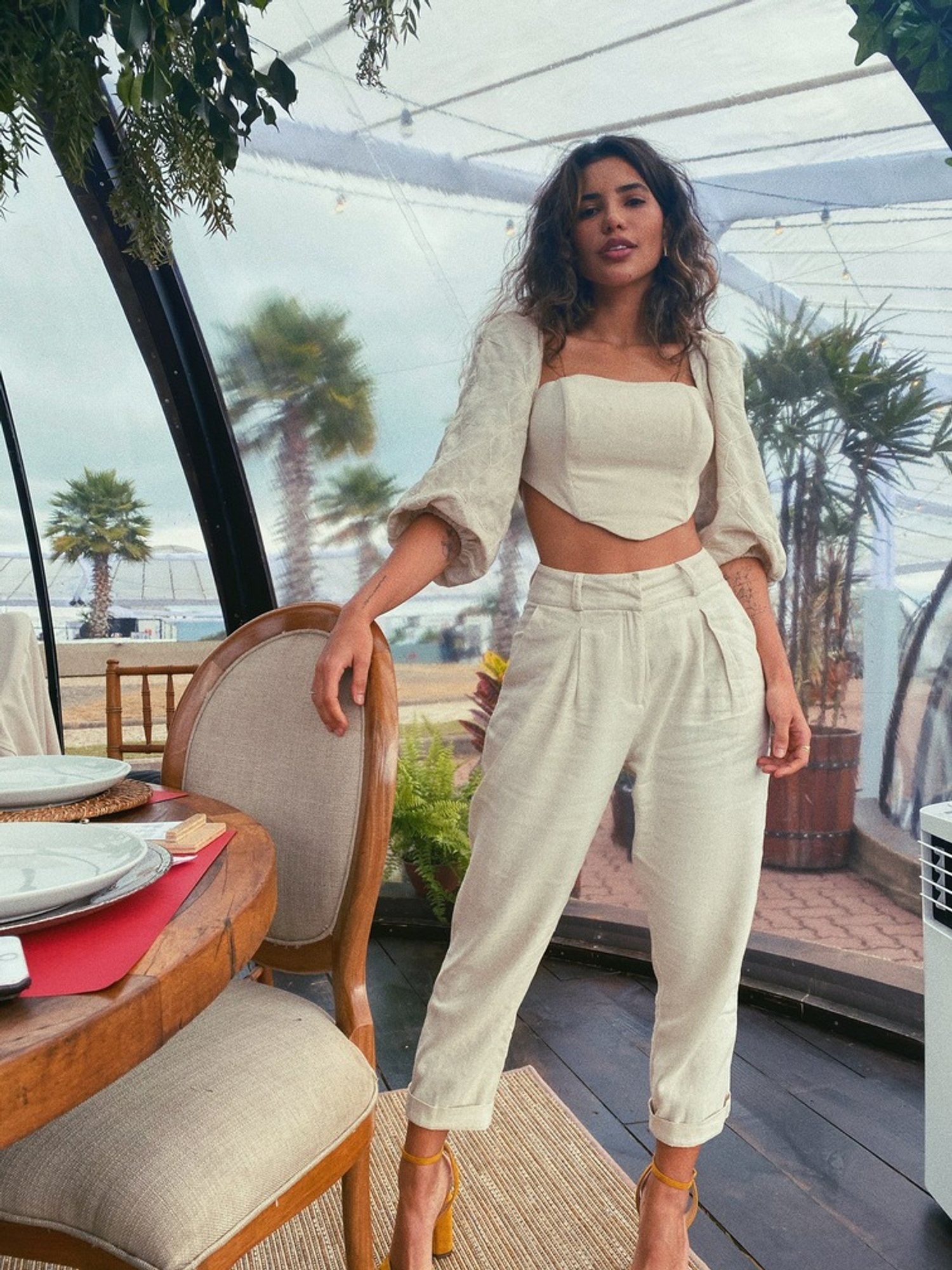 Cropped Éos - Linho Cru | Lara Swim