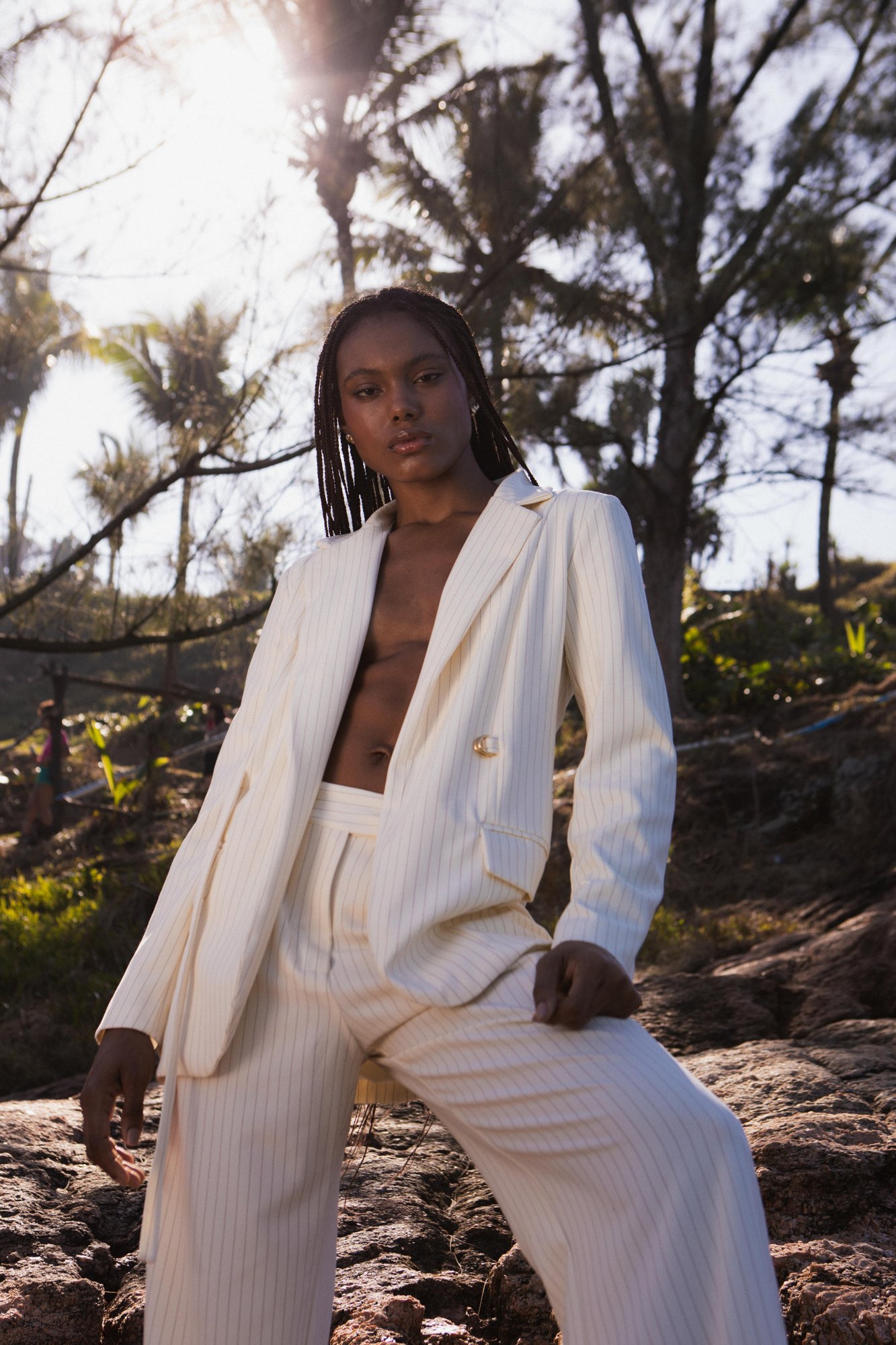 Blazer Oversized - Risca de Giz Off | Lara Swim