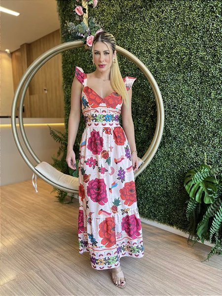 Longo Estampado Quero Ver Vestido Da Moda Moda Pop Vestido Longo