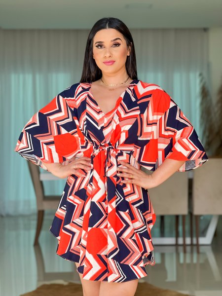 Farm Vestido Curto Manga Morcego Vestido Curto Vestido Com Quimono