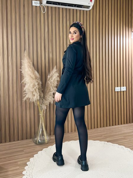 Sobretudo Neoprene Preto- Elegance Iara Fashion