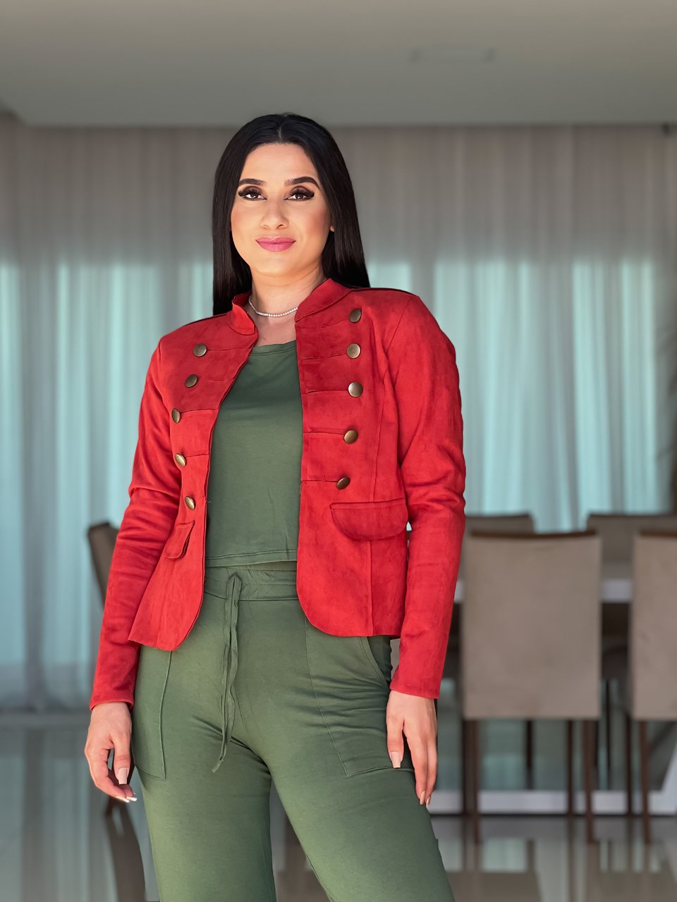 Tricô Casaco Suede Com Pelo Feminino Casaco Feminino Suede Manga