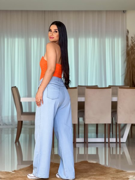Calça Wideleg Jeans Azul Claro 084 Iara Fashion - Main Image