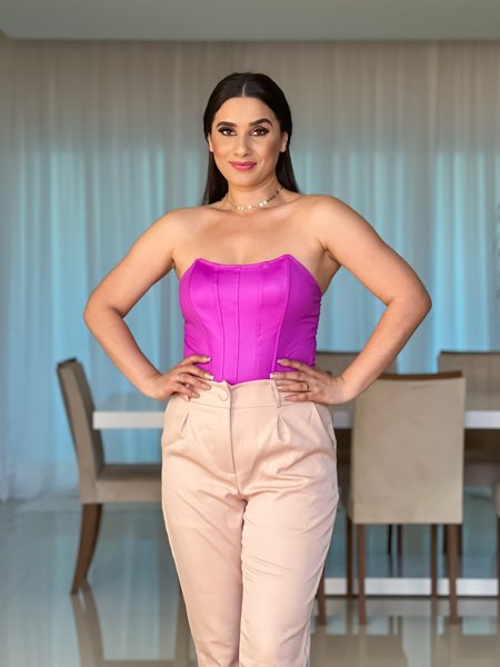 Body Tomara que Caia Corselet Cirre Fúcsia- Malibu | Iara Fashion