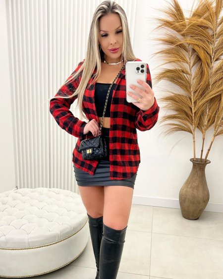 blusa xadrez vestido xadrez preto com vermelho