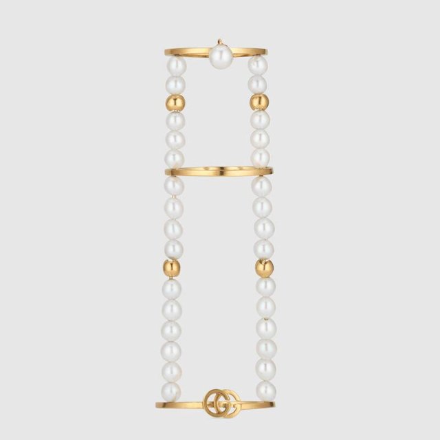 GG Running chain ring with pearls