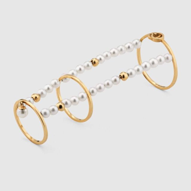 GG Running chain ring with pearls